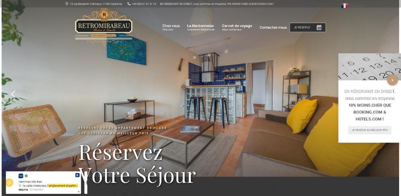 Retromirabeau "Cote Mer" - 29M2 - Lumineux - Terrasse Loggia - Vue Marina - Parking Securise - 2 A 3 Pers - Emplacement Top - Cheques Vacances Connect Gruissan Kültér fotó